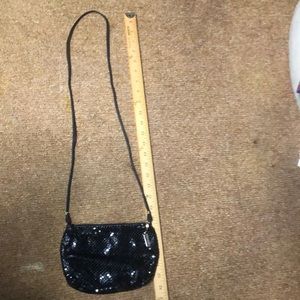 preowned whiting and davis black spaghetti crossbody strap purse